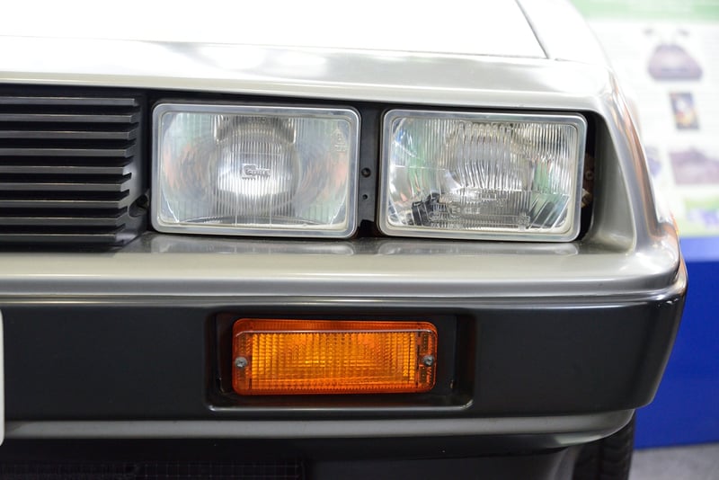 Delorean car with flux capacitor